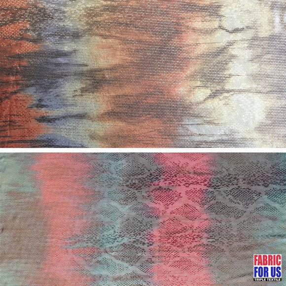 Snake Skin Digital Stretch Holographic Stretch Fabric in Pink & Burgundy 58/60" - Picture 1 of 5